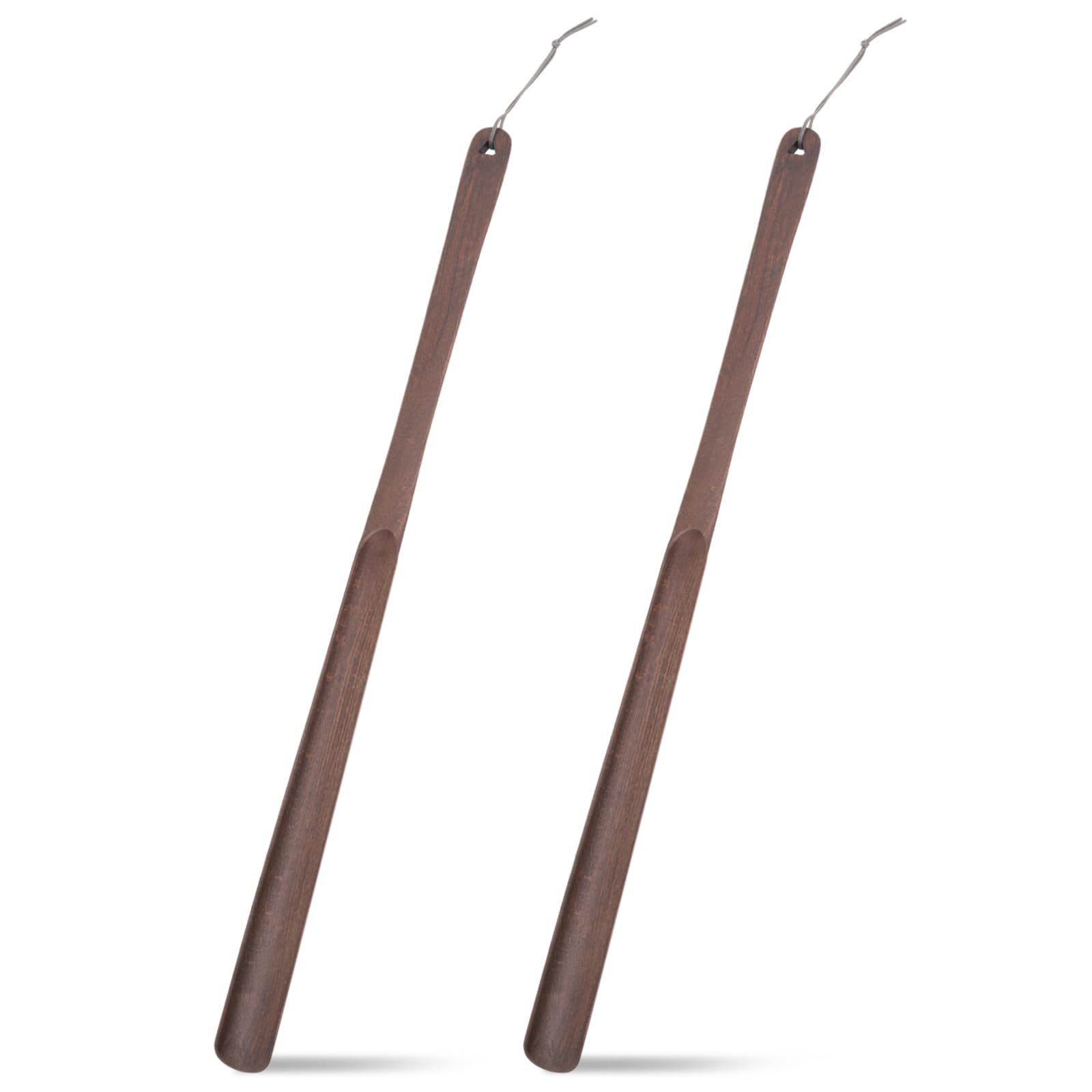 2 Pcs 24'' Wooden Shoe Horn Long Handle for Seniors with Hanging Loop