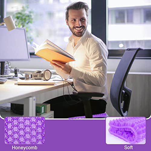 Suptempo Gel Seat Cushion, Office Chair Seat Cushion Breathable Honeycomb With Non-Slip Cover, Thick Big Egg Seat Cushion For Pain Relief Sciatica, Chair Pads For Home Car Wheelchair Desk (Purple) #TOP3
