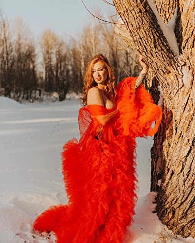 Puffy Tulle Robe Maternity Dress for Photoshoot Long Wedding Bridal Pregnant Dressing Gown4