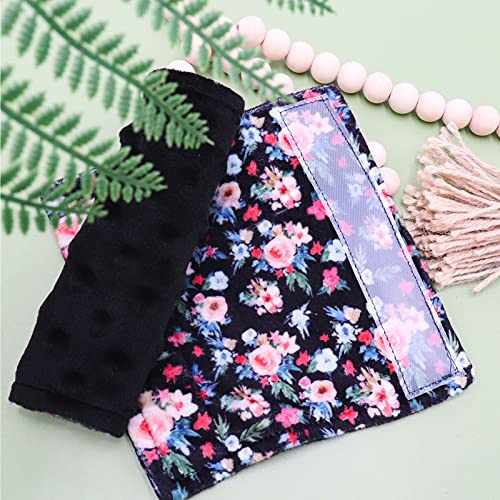 Image of Baby Car Seat Belt Covers for Boys and Girls, Car Seat Straps Shoulder Pads, Soft Car Seat Neck Cover, Mink Seat Belt Protectors for Car Seats, Floral Stroller Strap Cover for Baby Kids