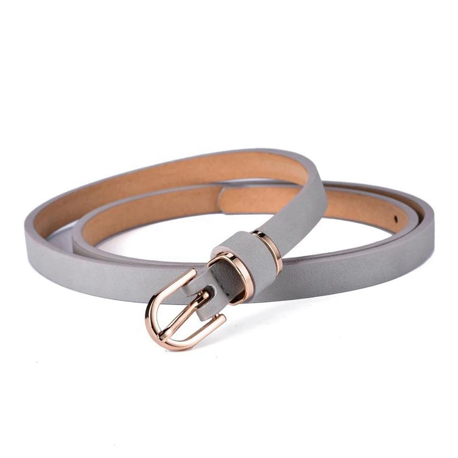 Klauer Leather Waist Belts Women'S Skinny Leather Belt Waistband, Grey