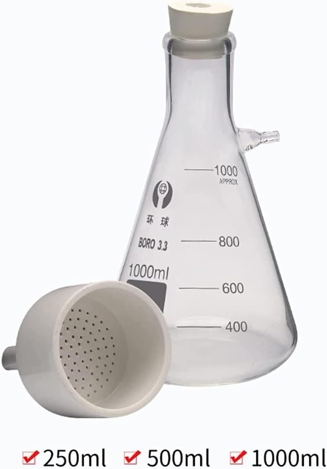 Aparato De Filtración Al Vacío Para Laboratorio, Kit De Filtro De Succión Al Vacío De Vidrio, Equipo De Destilación Al Vacío Con Bomba Manual Y Embudo, Duradero Y Resistente Al Calor 250/500/1000 Ml