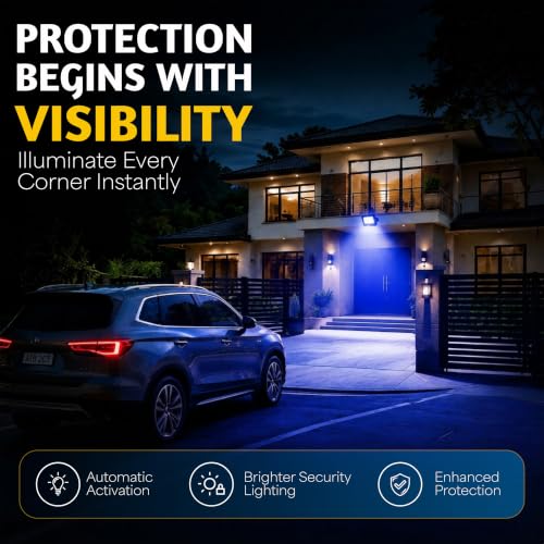 Image of Forus 200W LED Flood Light Blue with Motion Sensor Auto On Off Day Night Mode Waterproof Outdoor Security Light for Garden Parking Garage Factory Warehouse Shop High Bright Floodlight 4Yr Warranty-1Pc