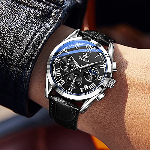 Image of OLEVS Mens Watches Stylish Chronograph Waterproof Luminous Silicon Strap Multifunction Watches for Men Business Men Wrist Watch