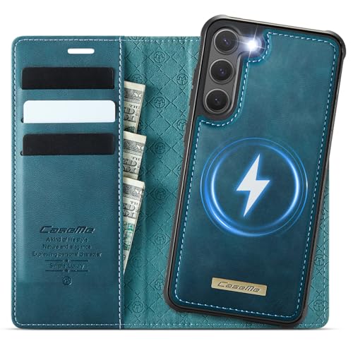 Coverilo Hülle für Samsung Galaxy S23 5G, Abnehmbar 2-in-1 Magnetische Premium PU Leder Handyhülle Kabelloses Laden Kart...