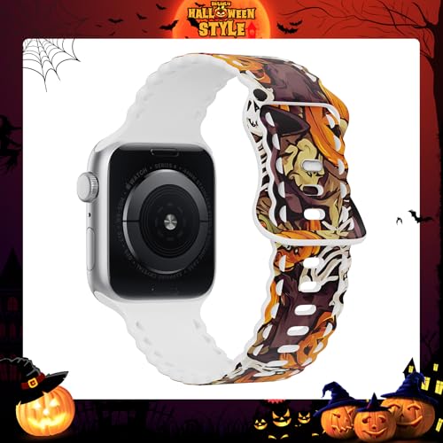 Image of Compatible with Apple Watch Band 41mm 40mm 38mm 49mm 45mm 44mm 42mm Women Girl, Halloween Hollow Soft Silicone Sports Strap For iWatch Ultra SE Series 10 9 8 7 6 5 4 3 2, Pumpkin-38