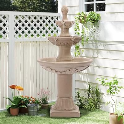 TOBYUL Italian Outdoor Water Fountains Garden Decor - 48.4''H Fountains and Waterfalls Outside, Large Cascading Indoor Floor-Standing Resin Bubbler Fountain Features W/Pump for Patio, Yard and Home
