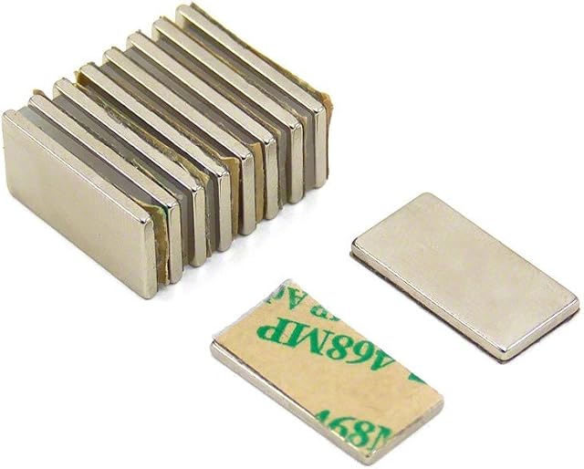 Adhesive N42 Neodymium Magnet for Arts, Crafts, Model Making, DIY, Hobbies, Office and Home - 20mm x 10mm x 1.5mm thick - 2kg Pull - North - Pack of 10