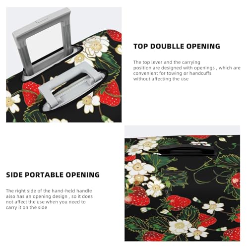 Strawberry White Flower Travel Luggage Cover Elastic Suitcase Covers Washable Anti Scratch Luggage Dust Covers Protector, Fits 29-32 inch Luggage, XL4