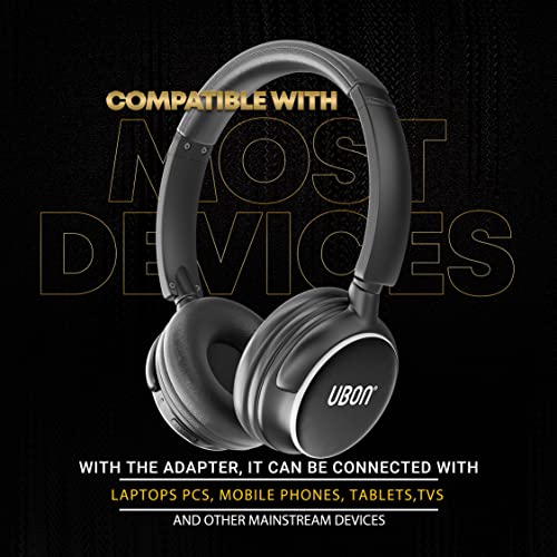 Image of UBON Wireless Headphone with Mic, Beatles GBT-5605, On-Ear Portable Bluetooth Headset with Up to 8 Hours Playtime, Support SD Card, Aux Port, 40mm Driver, Hi-Fi Music & Deep Bass(Black)