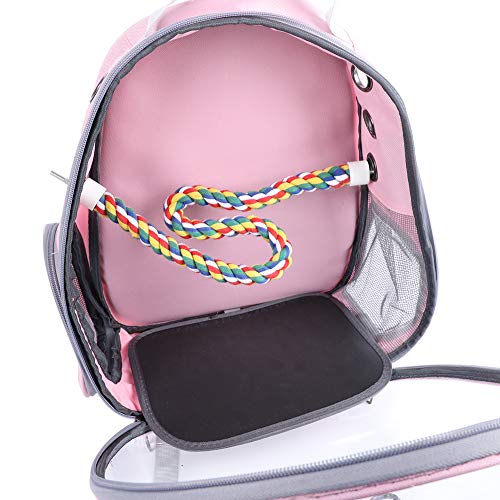 Pink-Bird-Backpack-Carrier-with-Portable-Bird-Feeder-Cups-Pet-Bubble-Carrier-for-Pet-Birds-Airline-Approved-Ventilate-Transparent-Space-Capsule-Carrier-Backpack-for-Travel-Hiking-and-Outdoor-Use Pink Bird Backpack Carrier with Portable Bird Feeder Cups, Pet Bubble Carrier for Pet Birds, Airline-Approved, Ventilate Transparent Space Capsule Carrier Backpack for Travel, Hiking and Outdoor Use - Image 5