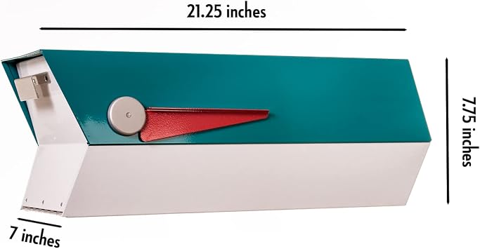 modbox USA Mid-Century Modern Curbside Mailbox | Two Tone (Turqoise/White)