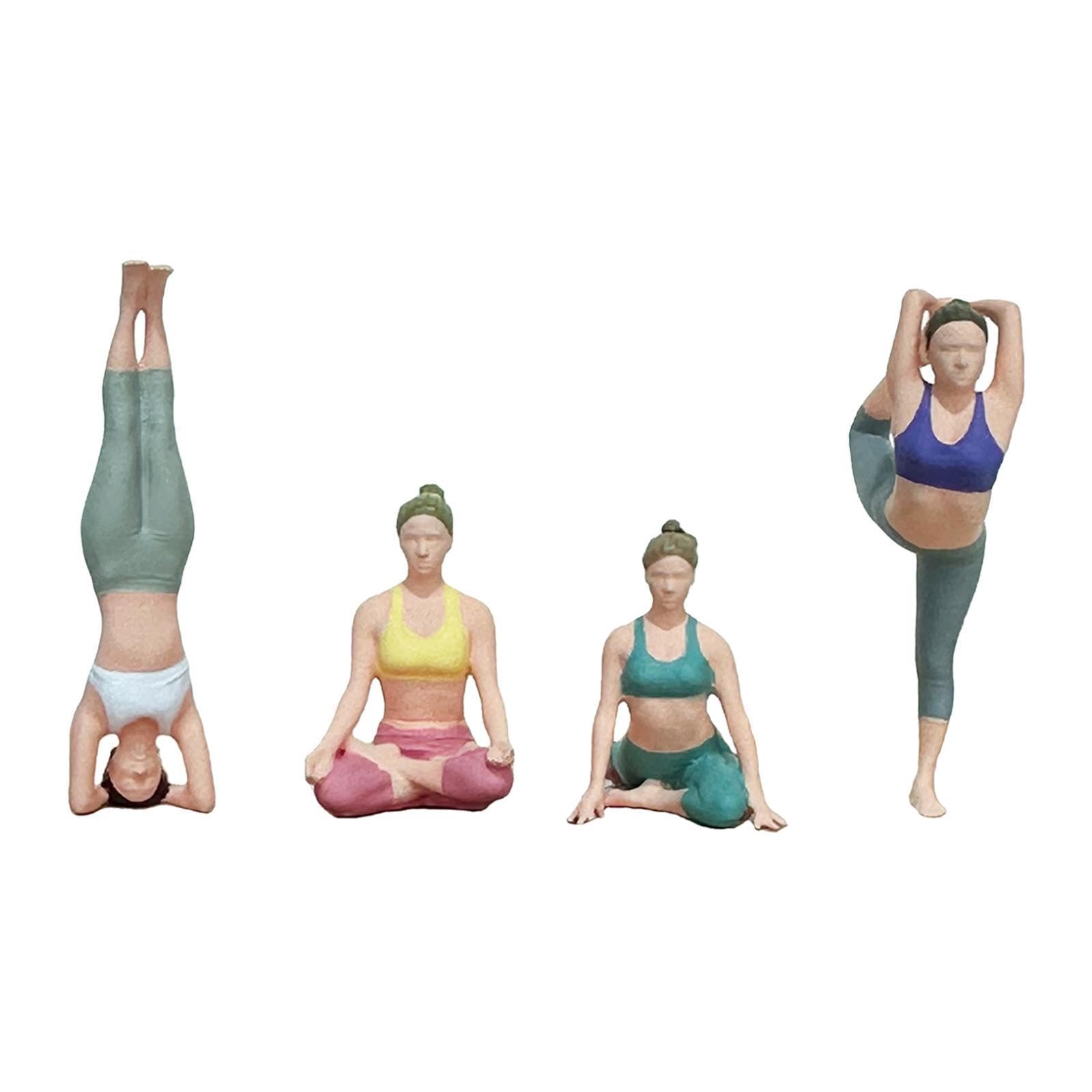 4 Figuras a Escala 1:64, Modelo de Diminutas, Mini Figuras de Meditación, Manualidades para Coleccionar.