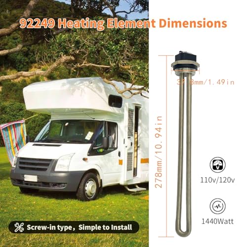 Image of 92249 520900 1400W /1440W 110 /120V RV Water Heater Element Compatible with Atwood and Suburban RV Water Heater