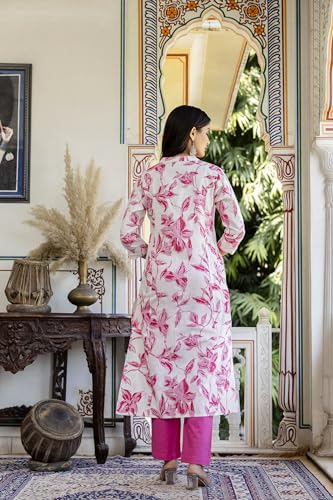 Image of Pistaa's Women Printed Mandarin A-Line Cotton Kurta With Palazzos