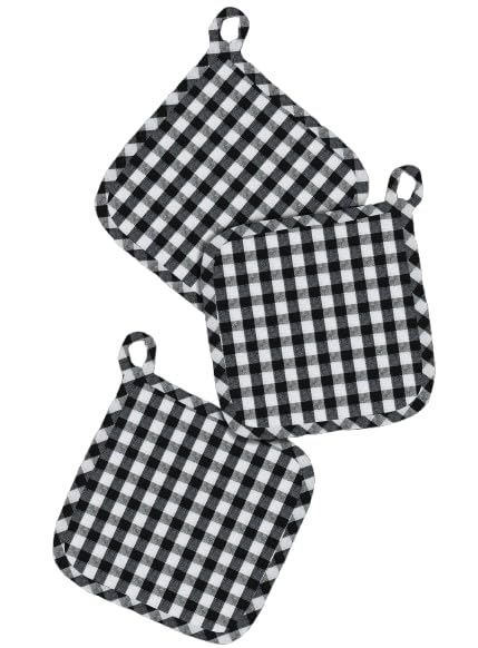 NISSI Cotton Pot Holder Pack of 3 (Black and White)-image-27