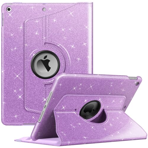 Image of Fintie Rotating Case for iPad 9th Generation (2021) / 8th Generation (2020) / 7th Gen (2019) 10.2 Inch - 360 Degree Rotating Stand Cover with Pencil Holder, Auto Wake Sleep, Glittering Purple