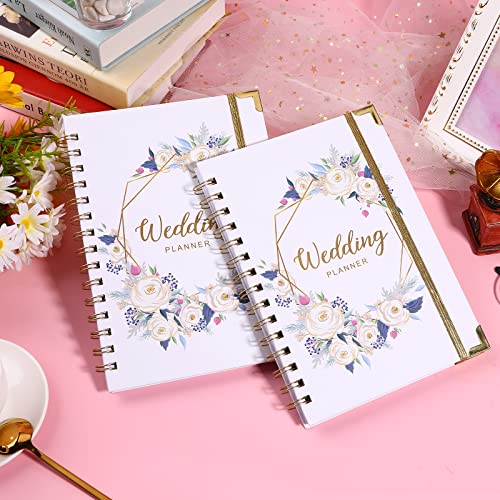 Tullofa Wedding Planner - Wedding Planner Book And Organizer For The Bride With 5 Tabbed Sections, 6.5" X 8.75", Hardcover With Metal Corner + 5 Inner Pocket + Sticker + Notes Pages - Purple White #TOP1