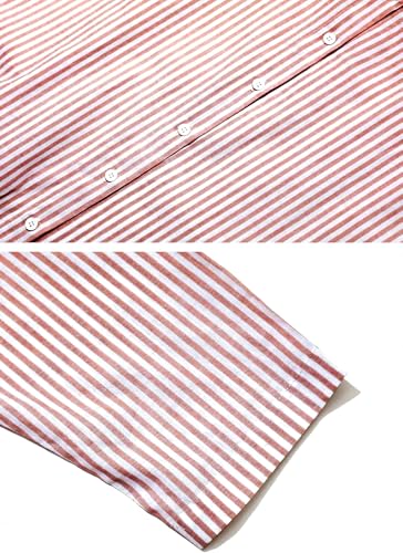 Image of ebossy Women's Oversized Boho Striped Shirt Dress Button Up Long Sleeve Flowy A Line Caftan Dress with Pockets