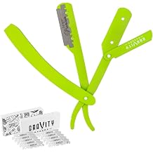 Gravity Razors Professional Straight Razor - Minimal Exposure Straight Razor Kit with 10 Gravity Premium Blades, .5mm Exposed The Ridler