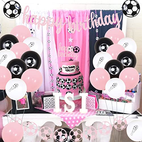 Soccer Birthday Party Decorations For Girls Pink Soccer Birthday Banner Garland Cake Topper Balloon For Sports Theme Birthday Party Supplies #TOP1