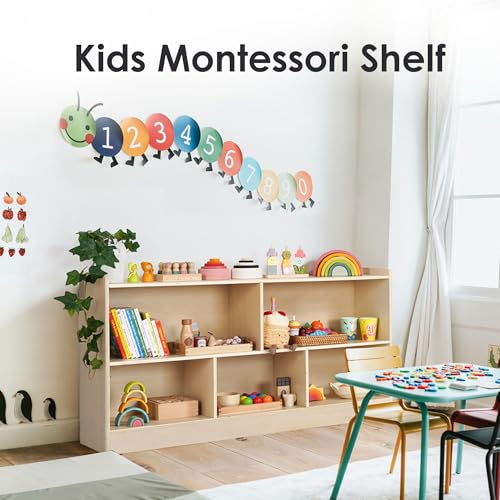 5-Section Wooden Toy Shelf for Kids, Montessori Shelf Storage with Open Shelving & Customizable Layout | Safe, Sturdy Design for Kids Room, Classroom & Playroom - Image 5