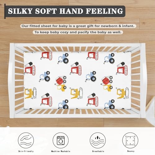 Image of Truck Baby Crib Sheets for Boys Girls Colorful Trucks Fitted Crib Sheet for Standard Crib and Toddler Mattress Cute Baby Mattress Sheets Toddler Bed Sheet 52x28x8 in