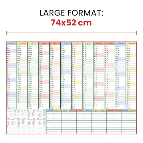 URLAUBSPLANER 2026 MITARBEITER, Wandkalender 2026 Groß (74x52cm) - Jahreskalender 2026 mit übersichtlichem Design