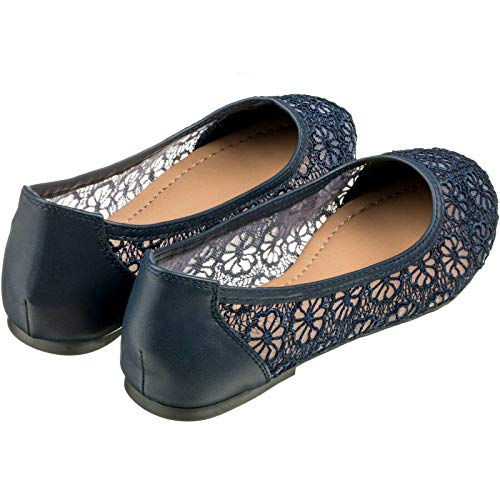 CLOVERLAY Women's Ballet Shoe Floral Breathable Crochet Lace Ballet Flats - Image 4