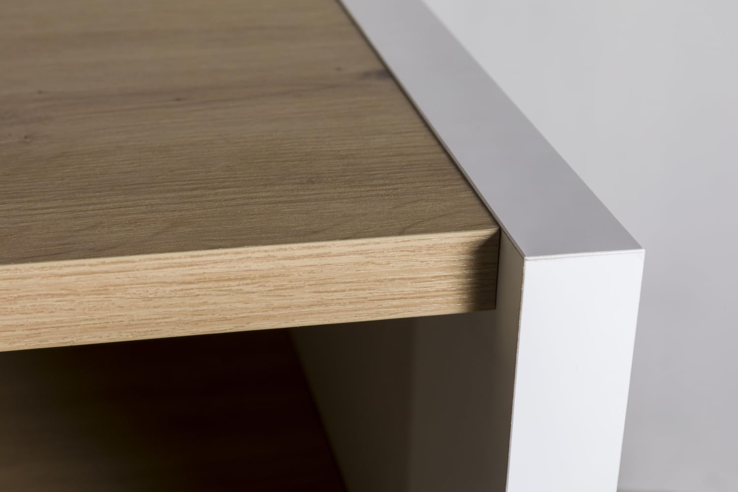 Composad | Base Multiuso della Linea ABILE con 2 Ante Scorrevoli, Mobile Archivio per Uffico e Home Office, (LxAxP):140x84,5x35,4 cm, Bianco Laccato e Rovere Mielato