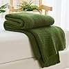 Aganear Knit Throw Blanket for Couch Cable Knitted Throw Blanket for All Seasons Soft Cozy Lightweight Knit Blanket for Living Room Bed Office Travel Boho Decor 50×60 Olive Green