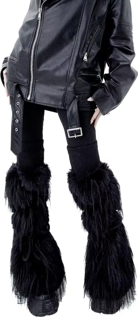 Women's Winter Furry Up To Knee High Leg Covers With Fluffy Mongolian Lamb Fur Luxury Leg Warmers For Boots
