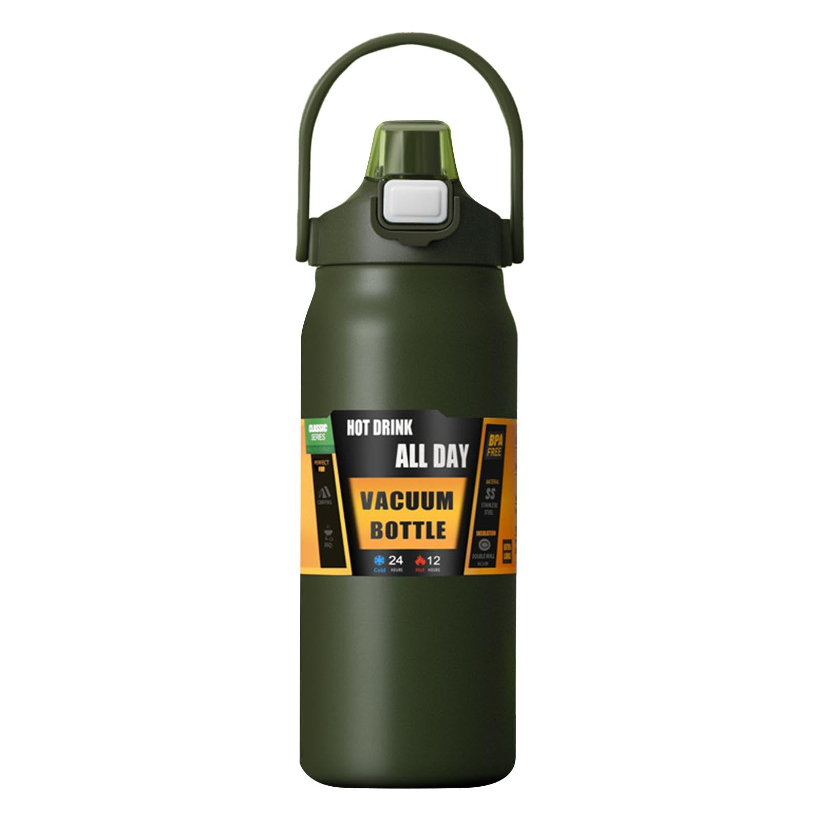 Botella de agua para deporte termo de acero inoxidable 1500ml con pajita fitness