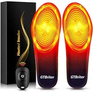 Heated Insoles for Men Women 3500 mAh with Rechargeable Remote Up to 13 Hours Heating Rechargeable Heated Shoe Insoles Foot Warmer for Hunting Outdoor Work Hiking Camping