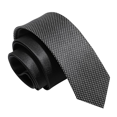 Yongchuantie Fashion 2.36'' Slim Ties for Men Business Casual Wedding Party Necktie 6CM Symmetrical Tie with Gift Box (Half Black Half White Dot)