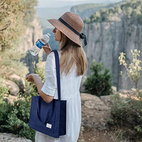 Image of Valleycomfy Corduroy Tote Bag for Women Travel Crossbody Bag | Purse Women Shoulder Bags Work Handbags Everyday Hobo Bag
