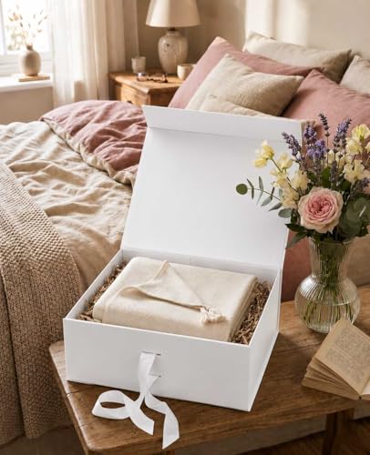 Boîtes cadeau aimantées blanches pour coffrets de naissance et grands cadeaux - 6