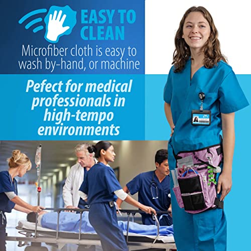 Image of Nurse Fanny Pack w /Elastic Leg Band - Multi Compartment Waist Organizer Tool Bag for Students, Practitioners & Medical Professionals (Purple Haze)