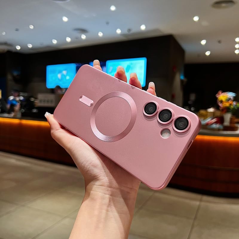 Image of LuxuryKase Premium MagSafe Case for Samsung Galaxy S24 Plus | Shockproof & Anti-Scratch Cover | Soft Silicone with Wireless Charging | Camera Lens Guard - Rose Gold