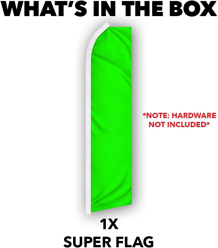 Neon Green Solid Color Swooper Feather Flag - Great for Schools, Businesses, and Events