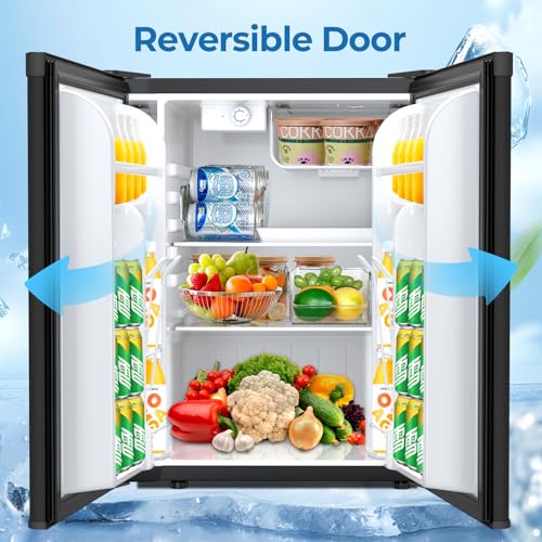 Image of Electactic Compact Refrigerator 2.56 Cu.ft Mini Fridge with Freezer, Single Door Refrigerator with Adjustable Temperature Settings, Low noise, for Bedroom, Office, Dorm