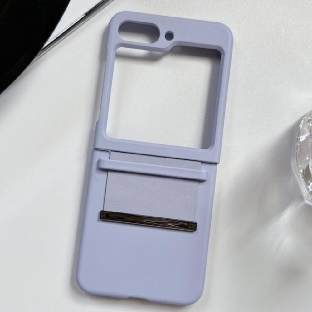 Funda de teléfono Plegable Mate con bisagra de Pulsera de Cuero para Samsung Galaxy Z Flip 5 4 3, Carcasa Trasera Dura de PC a Prueba de Golpes, Color Morado, para Z Flip 5