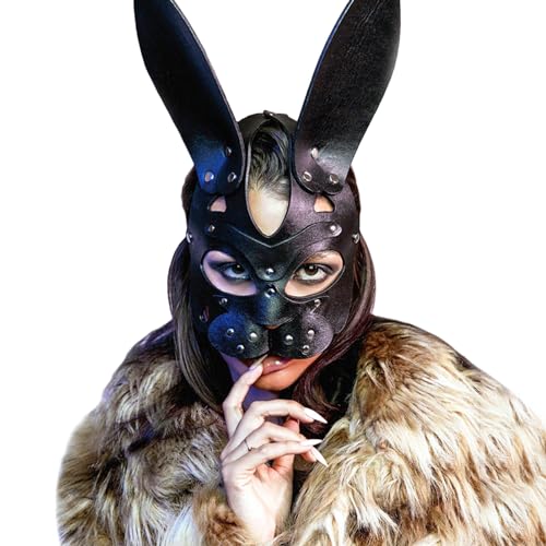 PIIKNUO Katzenmaske Sexy Leder BDSM Fuchs Masken Erotisch Frau Ledermaske Catwoman Damen Maskerade Bondage Erotischer Fetisch Sklave Sexspielzeug für Paare