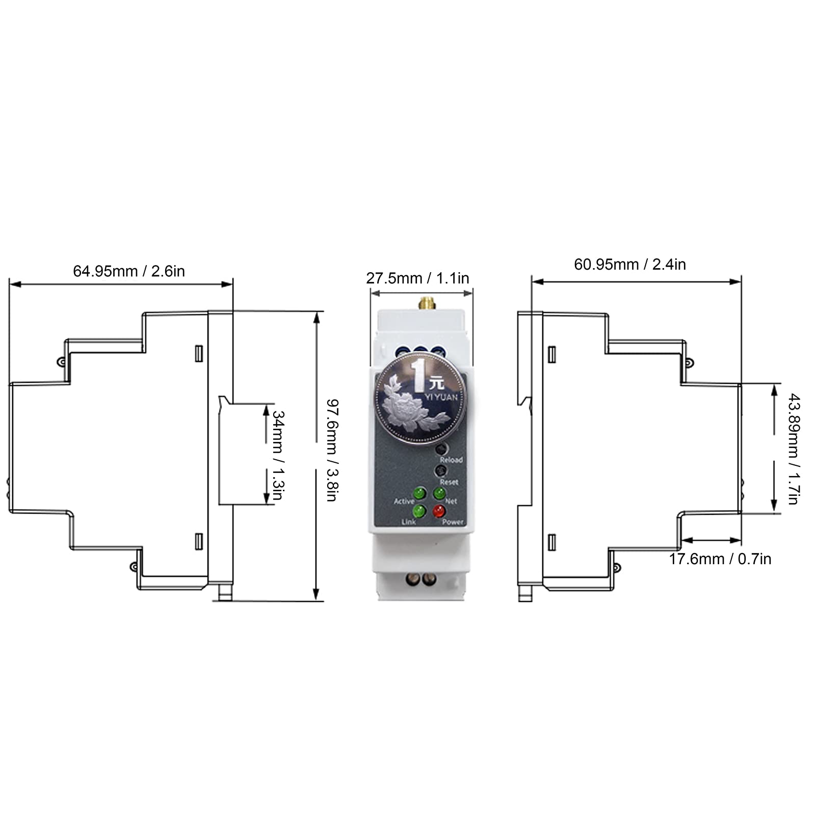 Servidor Serie WiFi RS485 Módulo Ethernet Montaje en Riel 100-240VAC Modbus