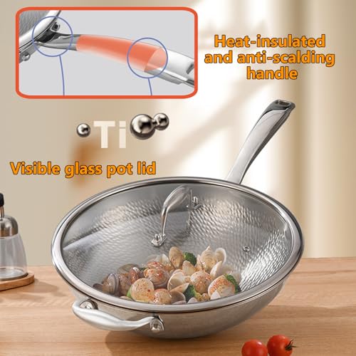 Wok de titanio martillado 12.6 pulgadas con tapa miniatura 5