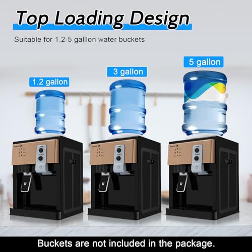 BAIODNB 550w Top Loading Water Cooler Dispenser with Hot & Cold & Warm, Countertop Water Cooler Dispenser Desktop Electric Hot and Cold for Home and Office