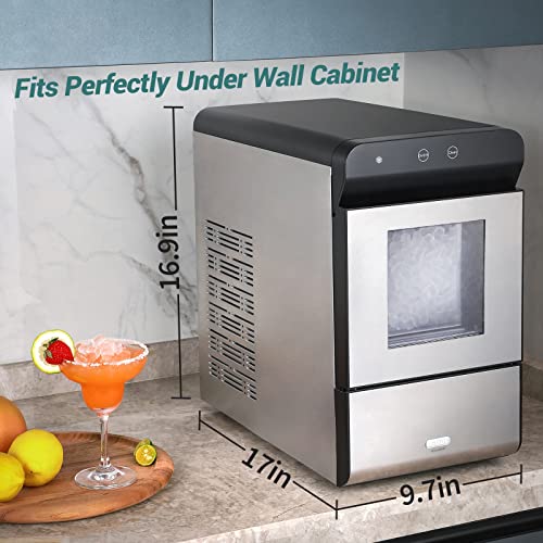 Gevi Household V2.0 Countertop Nugget Ice Maker With Viewing Window | Self Cleaning Pellet Ice Machine | Open And Pour Water Refill | Stainless Steel Housing | Fit Perfectly Under Wall Cabinet | Black #TOP5