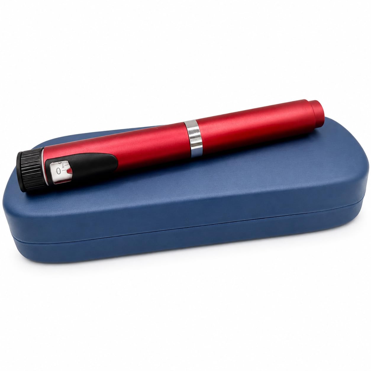 Iniettore riutilizzabile a penna per insulina/peptide con custodia rigida da viaggio, compatibile con cartucce standard da 3 ml, kit compatto e portatile (rosso)