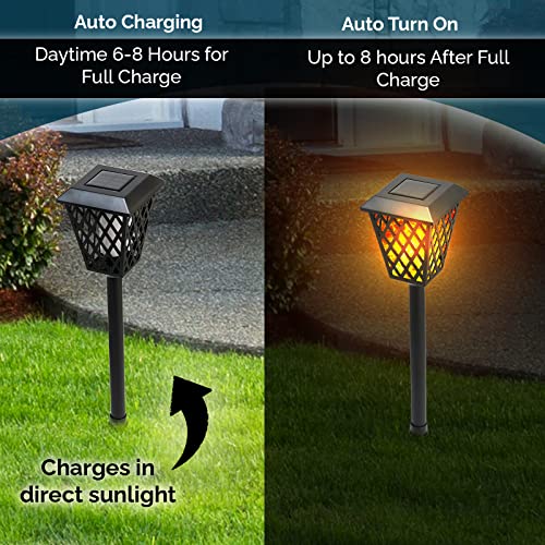 Morvat Led Auto Solar Powered Flickering Flames Outdoor Path Way Torch Lights For Garden Yard Lawn & Pathway, Bright Waterproof Landscape & Patio Lighting, Dusk To Dawn, 8 Pack #TOP6