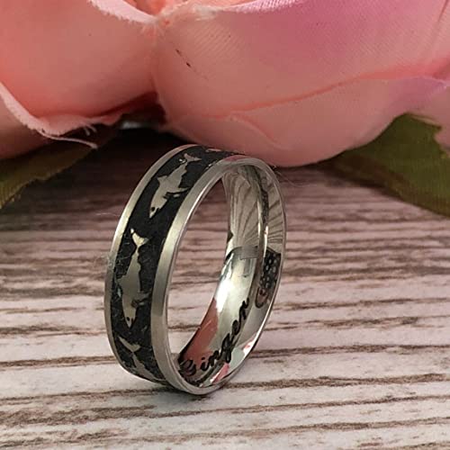 Kriskate & Co. Shark Ring Stainless Steel Ring Band For Men Or Women Promise Ring Ssr780 (No Inside Engraving, 10) #TOP1